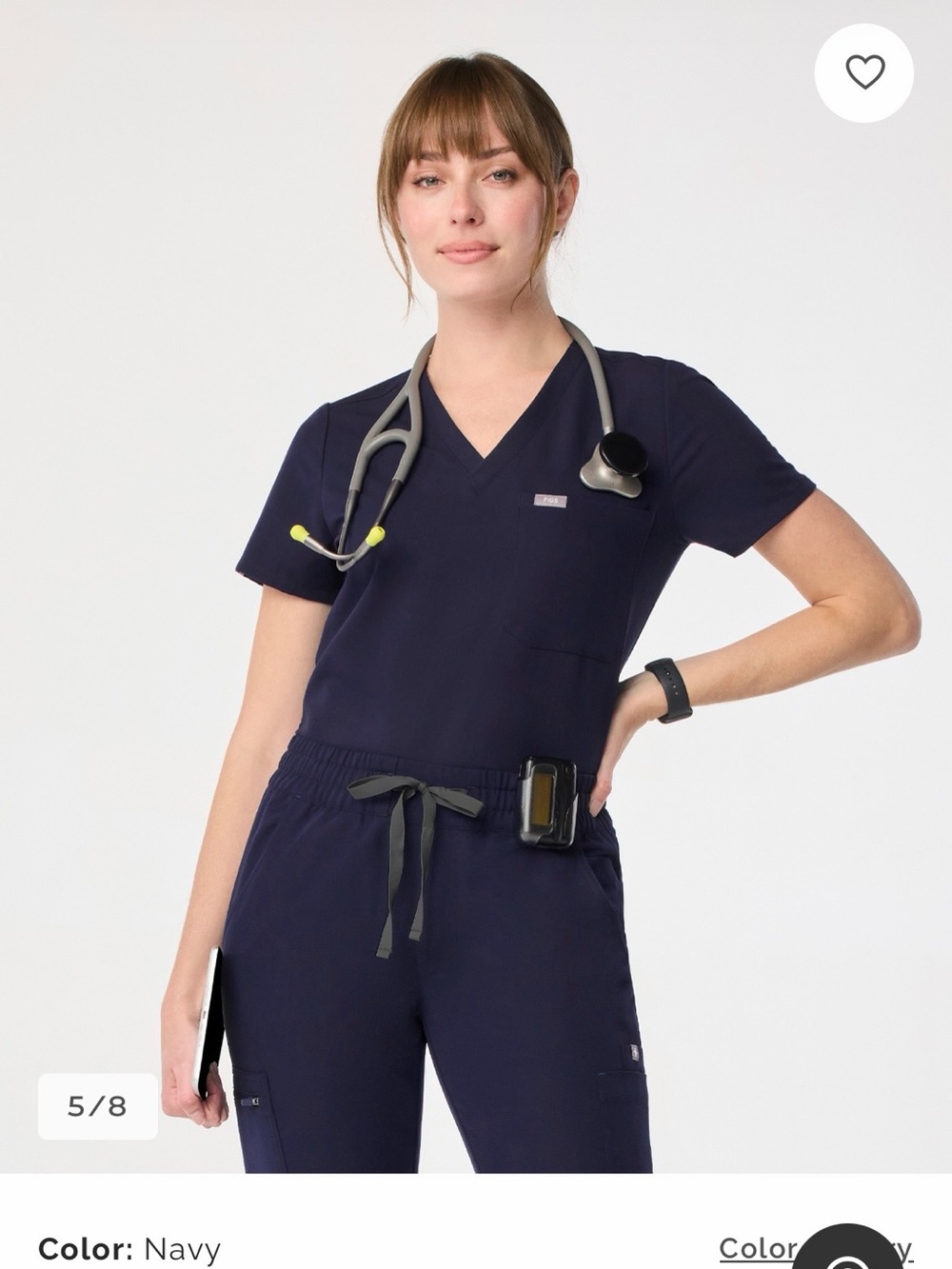 Figs Navy V-Neck Scrub Top
